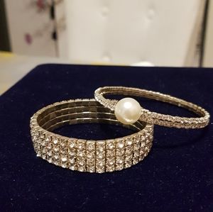 Vintage rhinestone dual bracelets.